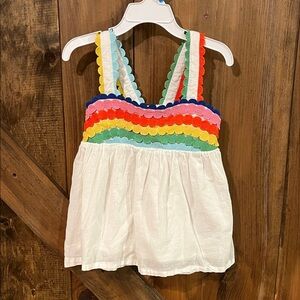 Mini Boden White Tank with Multicolor Trim